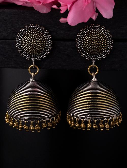 silver metal jhumka earrings - 14460745 - Very Small Image - 1