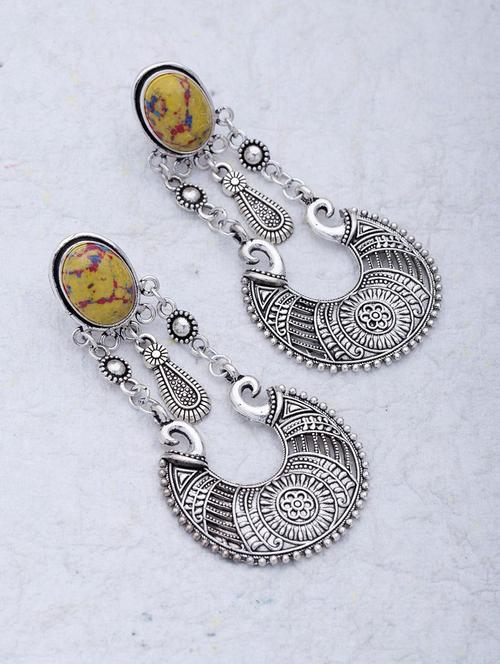 silver metal drop earrings - 14460747 - Very Small Image - 1