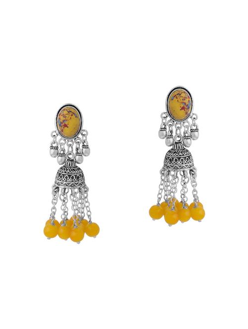 silver metal jhumka earrings - 14460757 - Very Small Image - 1