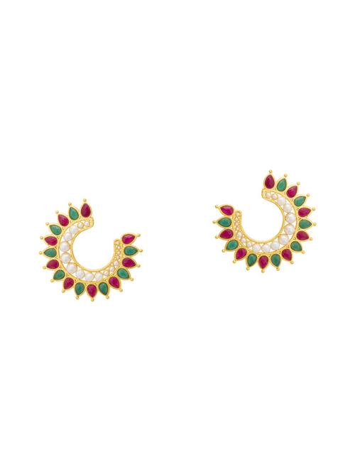 gold brass studs earring - 14460776 - Very Small Image - 1