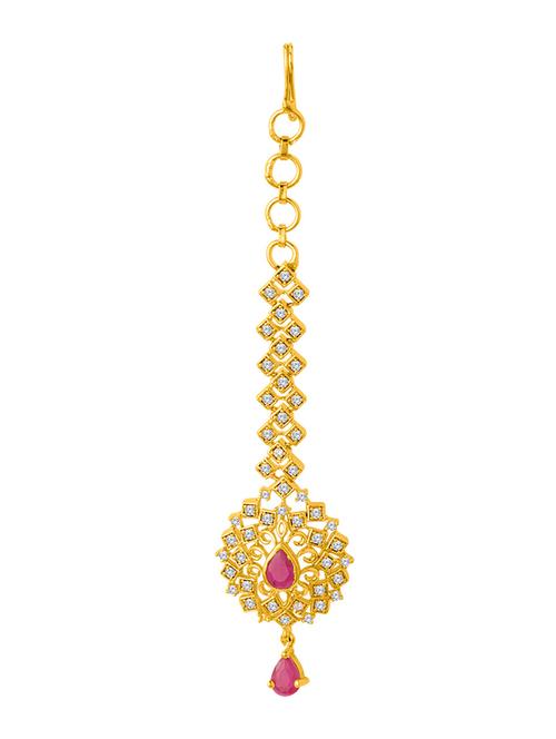 gold brass maang teeka - 14460795 - Very Small Image - 1