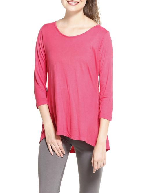 solid pink asymmetrical top - 14461295 - Standard Image - 1