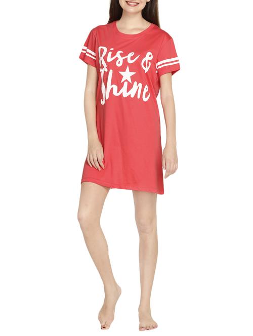 quirky print round neck sleep shirt - 14461677 - Standard Image - 1