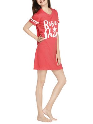 quirky print round neck sleep shirt - 14461677 - Standard Image - 2