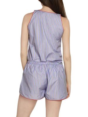 contrast bind striped top with shorts set - 14461760 - Standard Image - 3