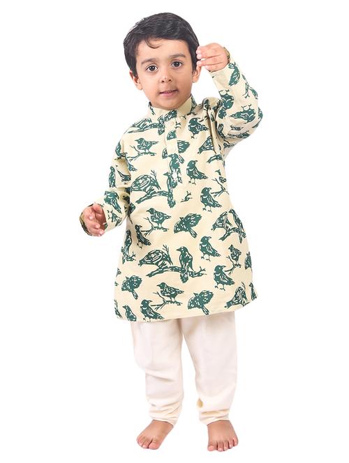 beige cotton kurta set - 14461778 - Standard Image - 1