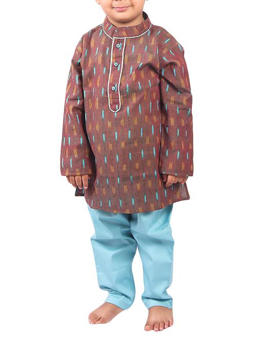 brown cotton kurta set - 14461779 - Standard Image - 1