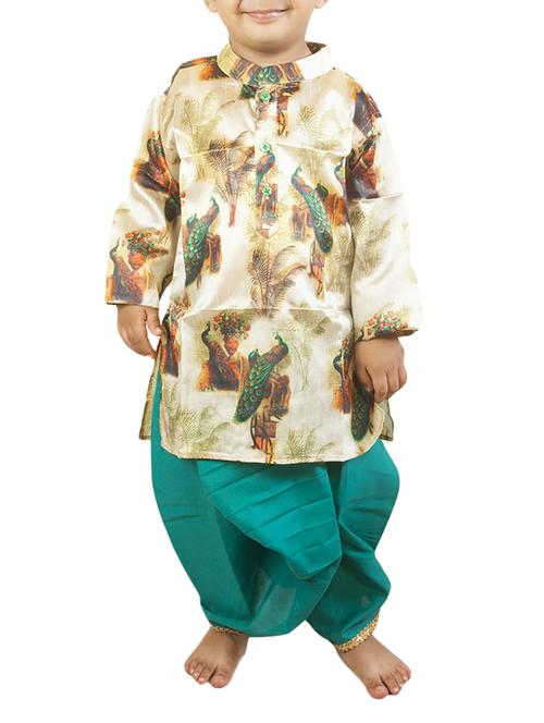 beige silk blend kurta set - 14461786 - Very Small Image - 1
