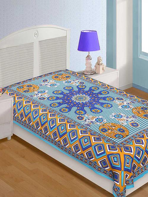 Cotton Traditional Jaipuri Single Bedsheet - 14461801 - Very Small Image - 1