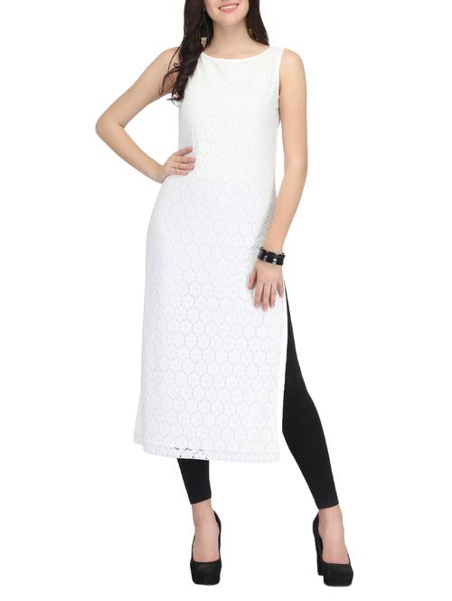 white net straight kurta - 14461862 - Standard Image - 1
