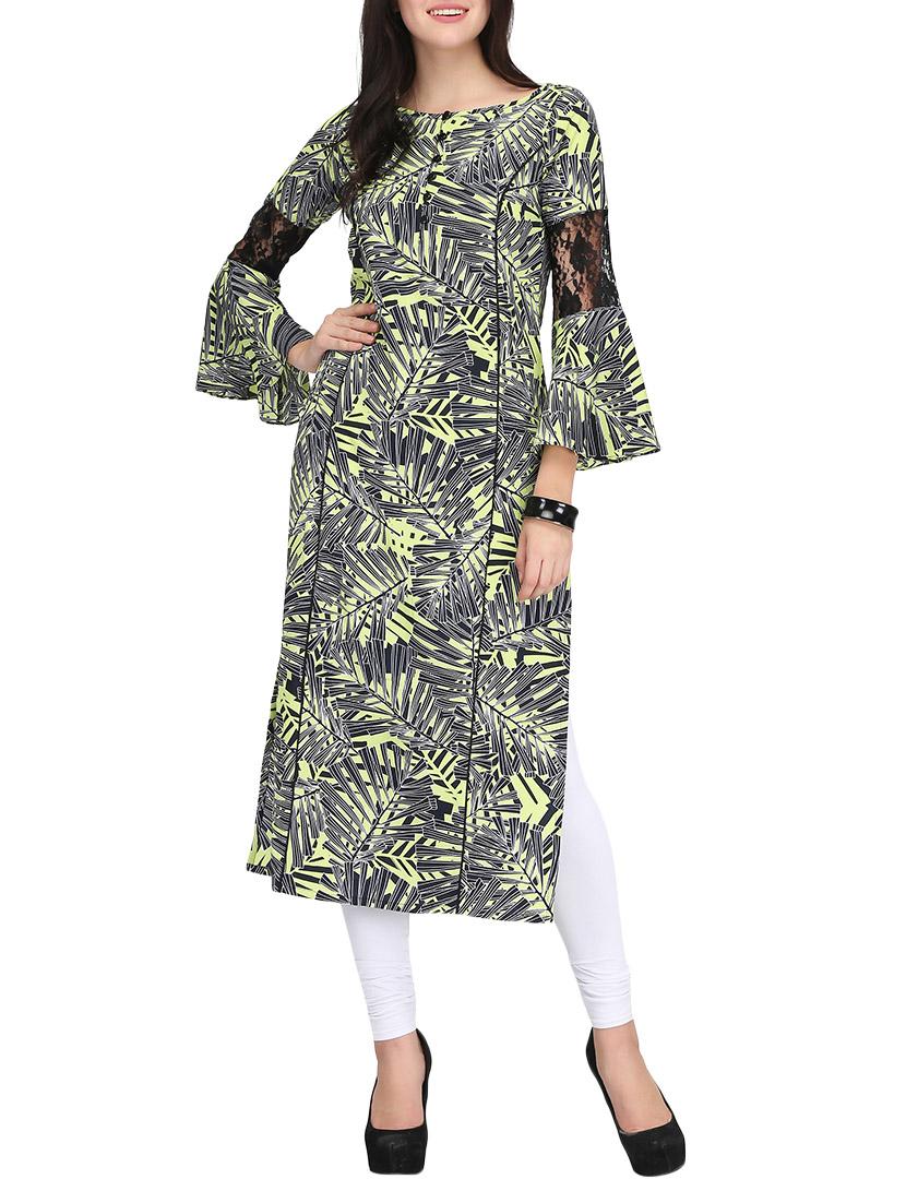 blue georgette straight kurta - 14461890 - Zoom Image - 1