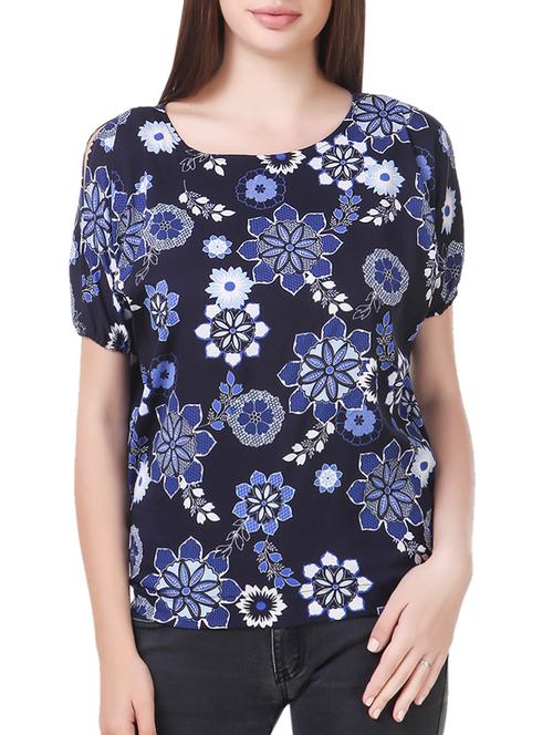 Navy blue printed top - 14462159 - Very Small Image - 1