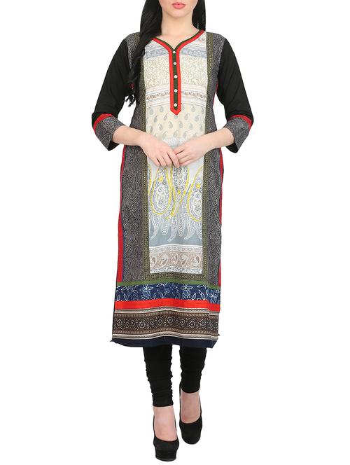 multi colored cotton printed straight kurta - 14462228 - Very Small Image - 1