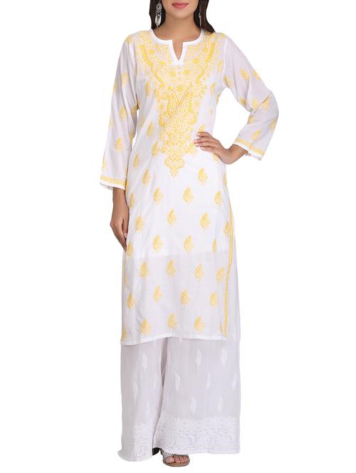 ada white cotton chikankari kurta - 14462310 - Very Small Image - 1