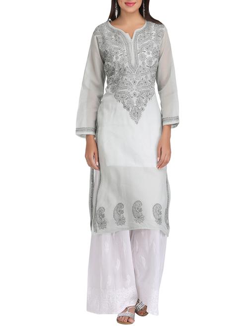 ada grey cotton straight kurta - 14462323 - Standard Image - 1
