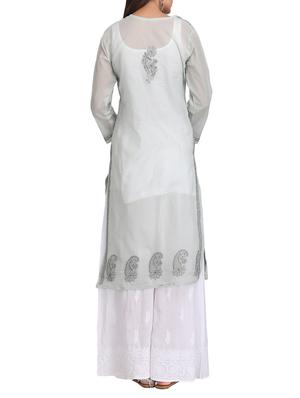 ada grey cotton straight kurta - 14462323 - Standard Image - 3