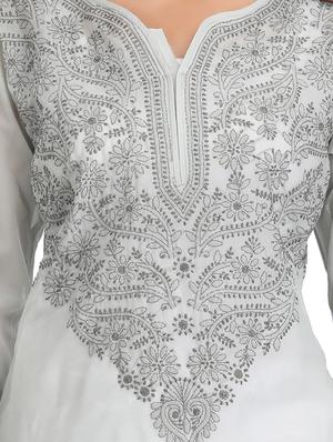 ada grey cotton straight kurta - 14462323 - Standard Image - 4