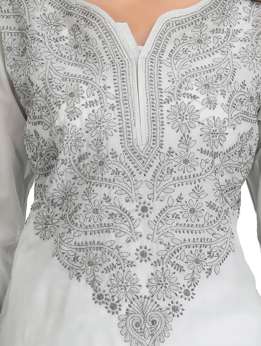 ada grey cotton straight kurta - 14462323 - Zoom Image - 4