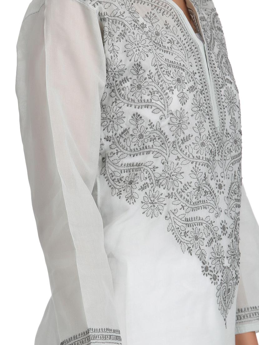 ada grey cotton straight kurta - 14462323 - Zoom Image - 5