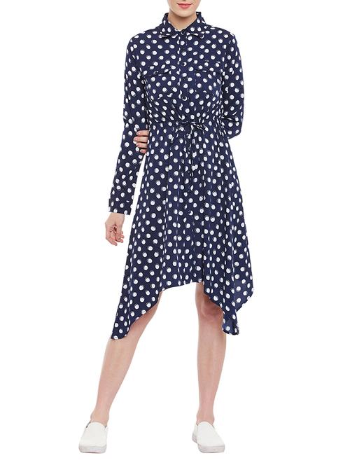 navy blue assymetric dress - 14462521 - Standard Image - 1