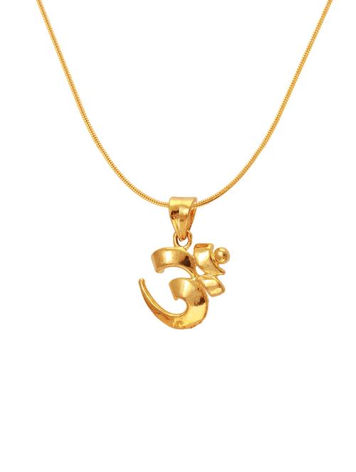 gold brass pendant with chain for men & women - 14462627 - Standard Image - 1