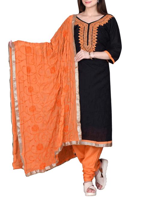 The Chennai Silks cotton black churidaar suits - 14463260 - Very Small Image - 1