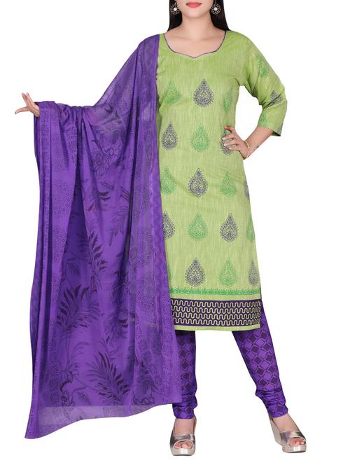 The Chennai Silks block printed cotton churidaar suits - 14463272 - Very Small Image - 1