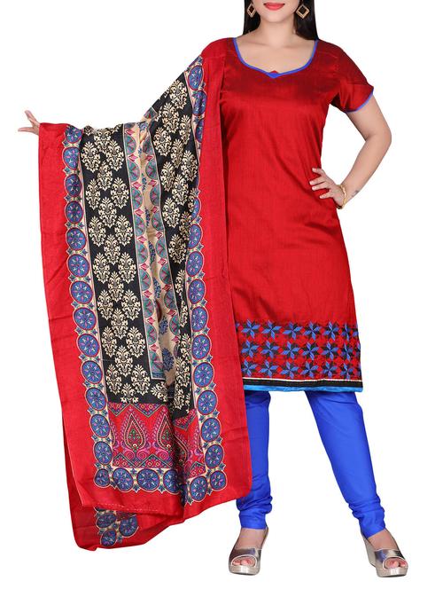 The Chennai Silks embroidered cotton churidaar suits - 14463284 - Very Small Image - 1