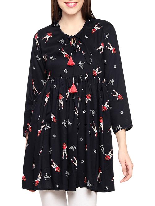 blue rayon flared kurta - 14463304 - Very Small Image - 1