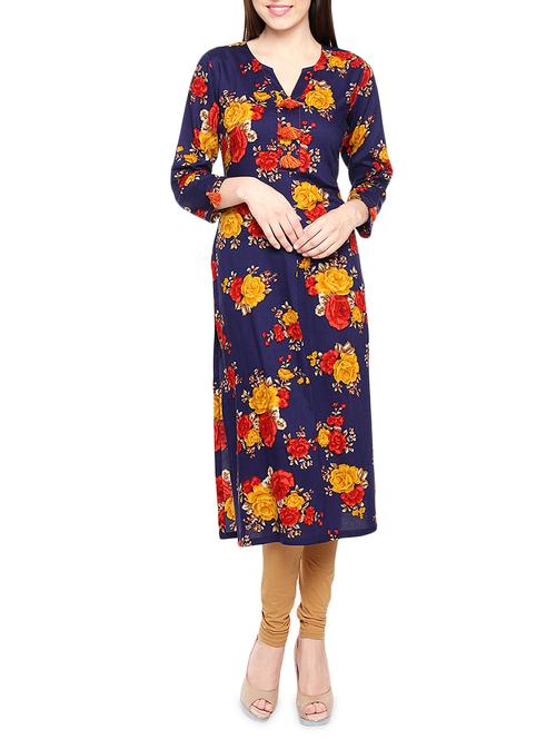 Purple rayon straight kurta - 14463311 - Very Small Image - 1