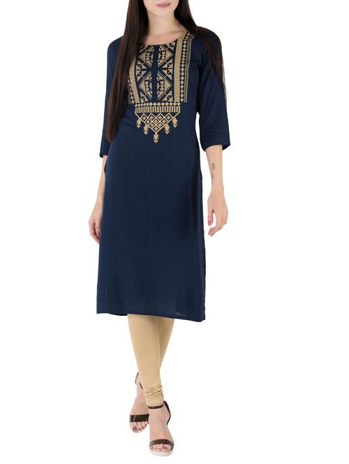 embroidered straight kurta - 14463811 - Standard Image - 1