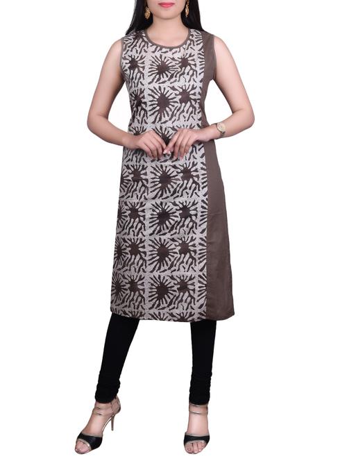 brown cotton straight kurta - 14463852 - Very Small Image - 1