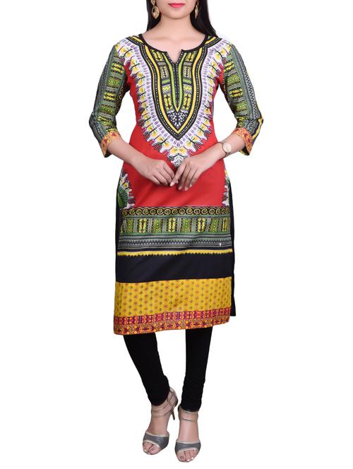 red cotton straight kurta - 14463853 - Very Small Image - 1