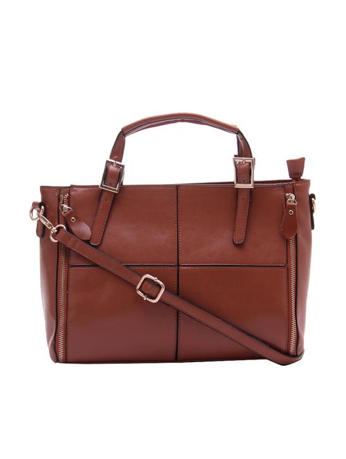brown leatherette regular handbag - 14464045 - Very Small Image - 1