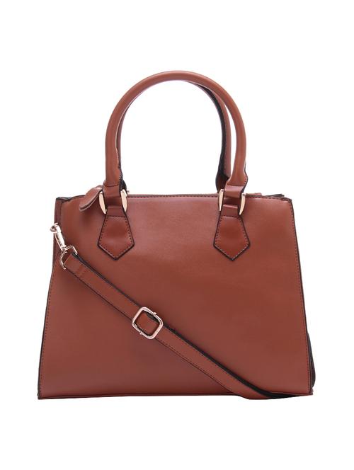brown leatherette regular handbag - 14464086 - Standard Image - 1