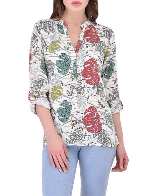 white printed cotton top - 14464333 - Standard Image - 1