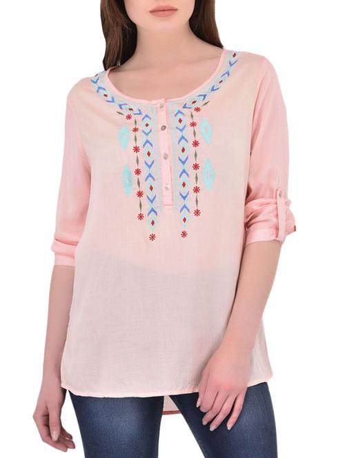 pink cotton casual tunic - 14464343 - Standard Image - 1