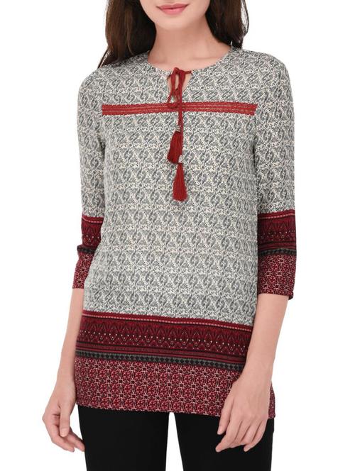 Grey rayon Printed Tunic - 14464353 - Standard Image - 1