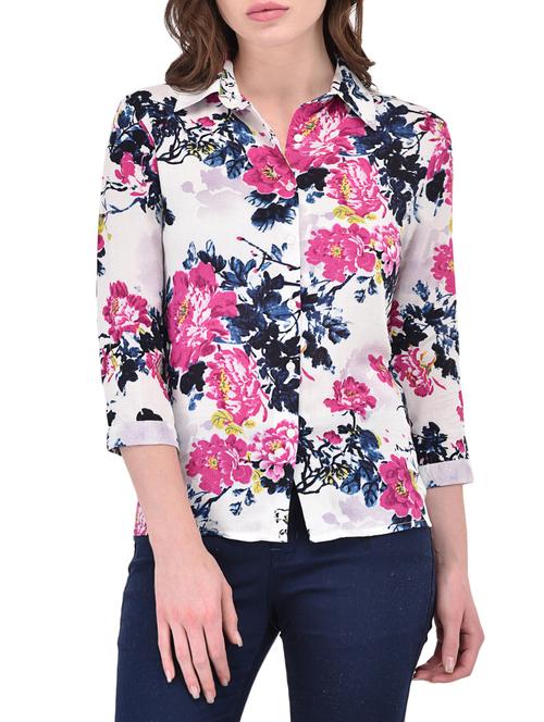 White cotton floral top - 14464354 - Very Small Image - 1