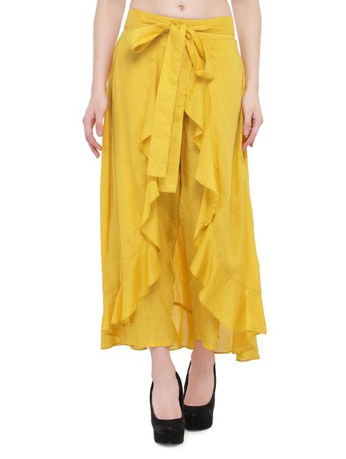 Yellow rayon palazzo - 14464377 - Very Small Image - 1