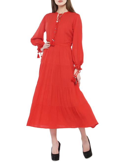 Orange fit & flare dress - 14464400 - Standard Image - 1
