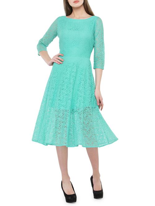 Blue fit & flare dress - 14464402 - Very Small Image - 1