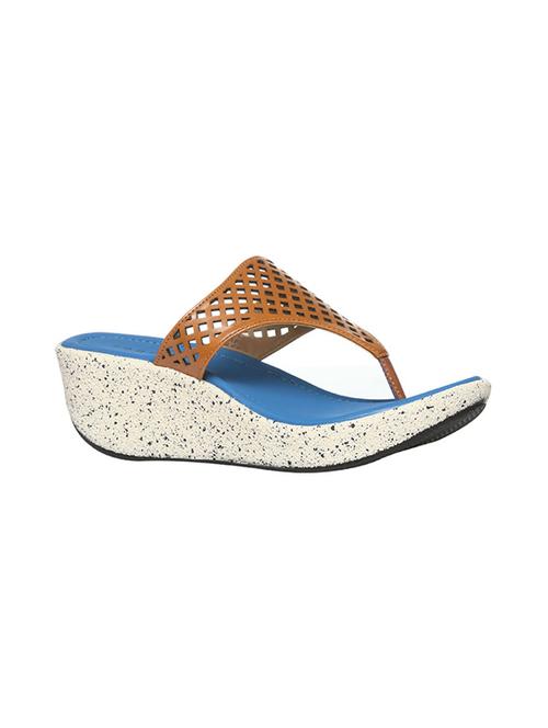 tan open thong wedge - 14464657 - Standard Image - 1