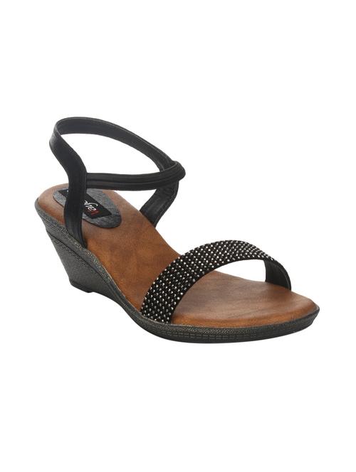 black faux leather back strap wedges - 14465178 - Standard Image - 1
