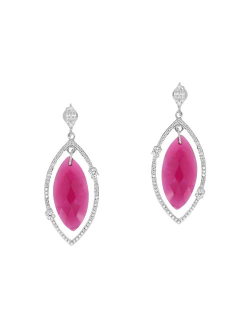 pink silver drop earrings - 14465225 - Very Small Image - 1