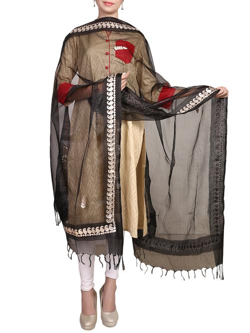black gota patti embroidered dupatta - 14465448 - Very Small Image - 1