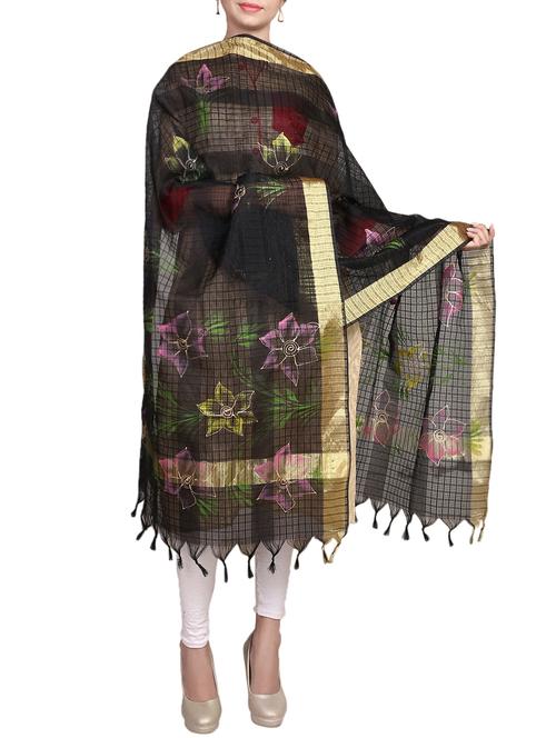 black cotton blend dupatta - 14465453 - Very Small Image - 1
