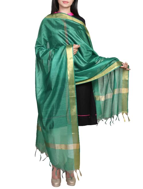 green chanderi dupatta - 14465458 - Very Small Image - 1