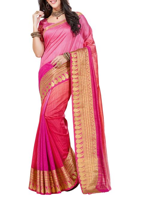pink bordered saree with blouse - 14465550 - Very Small Image - 1