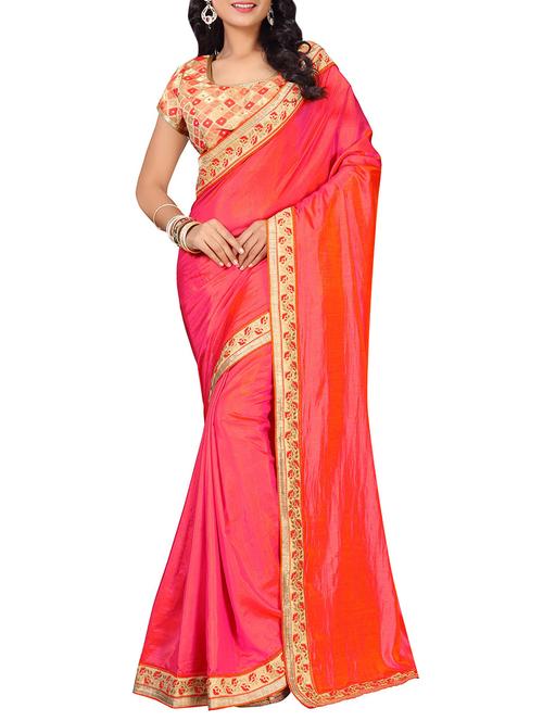 Orange bordered saree with blouse - 14465632 - Very Small Image - 1